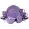Elama Rustic Birch 16 Piece Stoneware Dinnerware Set in Purple EL-RUSTICBIRCHPUR - alternate 1