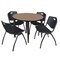 Regency Round Kahlo Breakroom Table W/ 4 M Stack Chairs, 42 in W, 42 in L, Noble Oak TPL42RNDNOBK47BK - alternate 1