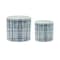 Homeroots Set of Two White And Blue Ceramic Lattice 2 Ounce Round Pot Planters, 2PK 517988 - alternate 1