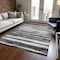 Homeroots 9' X 12' Charcoal And Gray Striped Washable Indoor Outdoor Area Rug 605895 - alternate 3