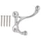 Prosource Coat and Hat Hook, 33 lb, 2-Hook, 1-1/2 in Opening, Zinc, Chrome H-014-CH - alternate 1