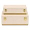 Homeroots Set of Two Cream And Gold Striped Nesting Storage Boxes With Lids, 2PK 712926 - alternate 1