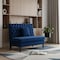 Homeroots 55in Navy Blue and Black Velvet Loveseat 724029 - alternate 3