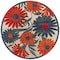 Homeroots 8' Ivory Orange And Blue Round Floral Indoor Outdoor Area Rug 548070 - alternate 4