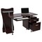Homeroots 51" Chocolate Wood and Stainless Steel Computer Desk 723742 - alternate 9
