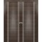 Sartodoors Sliding Closet Double Bi-fold Doors, Planum 0310 Chocolate Ash and Aluminum Strips, Sturdy Tracks M PLANUM0310DBF-CA-96 x 96 (4* 24x96) - alternate 1