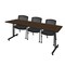 Regency Kobe T-Base Training Seminar Table W/ 3 Knight Mesh Chairs, 84 in W, 24 in L, Neo Walnut MKTRCT8424NW56CBK - alternate 1