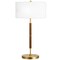 Homeroots 25" Gold and Oak Metal Two Light Table Lamp With White Drum Shade 523605 - alternate 6