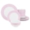 Martha Stewart 12 Piece Banded Fine Ceramic Dinnerware Set in Blush Pink 138982.12 - alternate 1