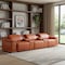 Homeroots 134" Camel Italian Leather Reclining Metal USB Sofa 720294 - alternate 7