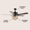 Jonathan Y Opal 52" 3-Light Farmhouse Rustic Wood Bead Shade LED Ceiling Fan With Remote, Black JYL9617A - alternate 9