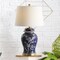 Jonathan Y Gracie 29.5" Traditional Cottage Ceramic/Metal Ginger Jar LED Table Lamp, White/Navy JYL3047A - alternate 6
