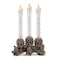 Homeroots Set of Three Clear Flameless Taper Candles In Brown And Green Resin Pinecone Holder, 3PK 633980 - alternate 3