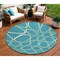Homeroots 8' Teal Blue Ivory And Green Round Abstract Washable Indoor Outdoor Area Rug 600572 - alternate 1