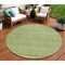 Homeroots 8' Fern Green And Sage Round Striped Washable Indoor Outdoor Area Rug 615340 - alternate 1