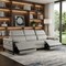 Homeroots 103" Light Gray Top Grain Leather Reclining Metal USB Sofa 720325 - alternate 7
