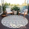Homeroots 8' Linen Pink And Orange Round Geometric Washable Indoor Outdoor Area Rug 612192 - alternate 4