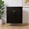Homeroots Modern Rustic Black Gold and Faux Rattan Bar Cabinet 401699 - alternate 7