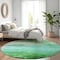 Homeroots 8' Green And Teal Blue Round Striped Washable Indoor Outdoor Area Rug 610885 - alternate 5