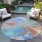 Homeroots 8' Coral Teal Blue And Mint Green Round Abstract Washable Indoor Outdoor Area Rug 618540 - alternate 3