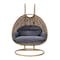 Leisuremod Mendoza Light Brown Wicker Hanging 2 person Egg Swing Chair with Chacoal Cushions MSCLBR-53CBU - alternate 7