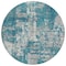Homeroots 8' Teal Blue Gray And Ivory Round Abstract Washable Indoor Outdoor Area Rug 598000 - alternate 6