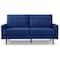 Homeroots 69" Blue Velvet Sofa With Dark Brown Legs 543714 - alternate 4