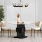 Homeroots 51" Clear and Black Glass and Solid Wood Pedestal Base Round Top Dining Table 633121 - alternate 4