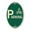 Signmission Parking With Cycle and Lock Symbol, 12 Inch X 18 Inch Architectural Oval, Heavy Gauge Aluminum A-OV-G-1218-24625 - alternate 1