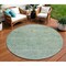 Homeroots 8' Teal Blue And Linen Round Oriental Washable Indoor Outdoor Area Rug 631139 - alternate 1