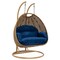 Leisuremod Mendoza Light Brown Wicker Hanging 2 person Egg Swing Chair with Blue Cushions MSCLBR-53BU - alternate 1