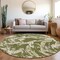 Homeroots 8' Olive Green And Ivory Round Abstract Washable Indoor Outdoor Area Rug 600116 - alternate 5