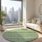 Homeroots 8' Artichoke Green And Olive Green Round Striped Washable Indoor Outdoor Area Rug 577789 - alternate 5