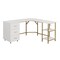 Homeroots 59" Gold Wood and Stainless Steel L Shape Computer Desk With Three Drawers 723752 - alternate 8