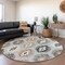 Homeroots 8' Silver Beige And Charcoal Round Southwestern Washable Indoor Outdoor Area Rug 615172 - alternate 4
