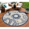 Homeroots 8' Blue And Gray Round Floral Indoor Outdoor Area Rug 546837 - alternate 7