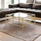 Homeroots 32" Gold Glass And Steel Square Coffee Table With Two Shelves 520971 - alternate 7