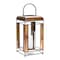 Homeroots 17" Bronze Distressed Geometric Metal And Glass Tabletop Lantern Candle Holder 516465 - alternate 1