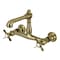 Kingston Brass Double-Handle Wall Mount Bathroom Faucet, Antique Brass KS7243BEX - alternate 1