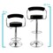Elama 2 Piece Faux Leather Retro Adjustable Bar Stool in Black with Chrome Handles and Base ELM-709-BLK - alternate 6