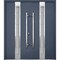 Vdomdoors Steel Double Doors Deux 1717 Gray Graphite Stainless Inserts Single Modern Painted DEUX1717DEXD-GRE-RH-W72 x H80 - alternate 1