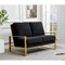 Leisuremod Jefferson Contemporary Velvet Loveseat with Gold Frame, Black JAG53BL - alternate 4