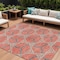 Homeroots 10' X 14' Coral And Taupe Geometric Washable Indoor Outdoor Area Rug 613493 - alternate 1