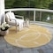 Homeroots 8' Gold And Ivory Round Abstract Washable Indoor Outdoor Area Rug 597477 - alternate 6