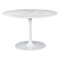 Homeroots 47" White Rounded Marble And Steel Pedestal Base Dining Table 394617 - alternate 1