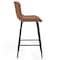 Homeroots Set of Two 27" Brown and Black Faux Leather and Metal Low Back Counter Height Bar Chairs, 2PK 719669 - alternate 5