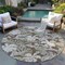 Homeroots 8' Brown Beige And Olive Green Round Botanical Leaves Washable Indoor Outdoor Area Rug 618396 - alternate 6