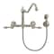Whitehaus Collection Vintage III Plus Wall Mount Faucet with a  Long Traditional Swivel Spout, and Solid Brass Side Spray WHKWLV3-9402-NT-BN - alternate 2