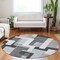 Homeroots 8' Silver Ivory And Charcoal Round Geometric Washable Indoor Outdoor Area Rug 613243 - alternate 4