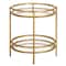 Homeroots 22" Brass And Clear Glass And Steel Round End Table With Shelf 543812 - alternate 5
